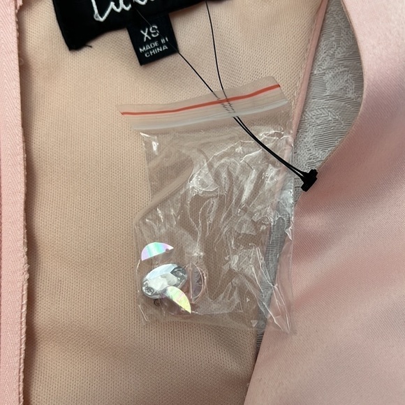 NEW Lulus Satin Light Pink Trendy Skater Dress with Rhinestones - Picture 15 of 15
